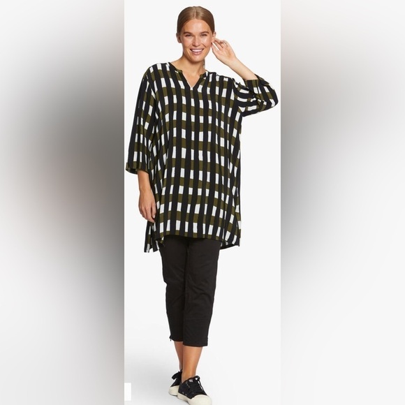 Masai Tops - Masai Copenhagen Gravis‎ Tunic, olive and black size L